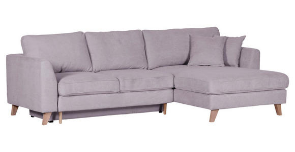 ECKSOFA Grau Cord  - Buchefarben/Grau, Design, Holz/Textil (271/165cm) - Carryhome