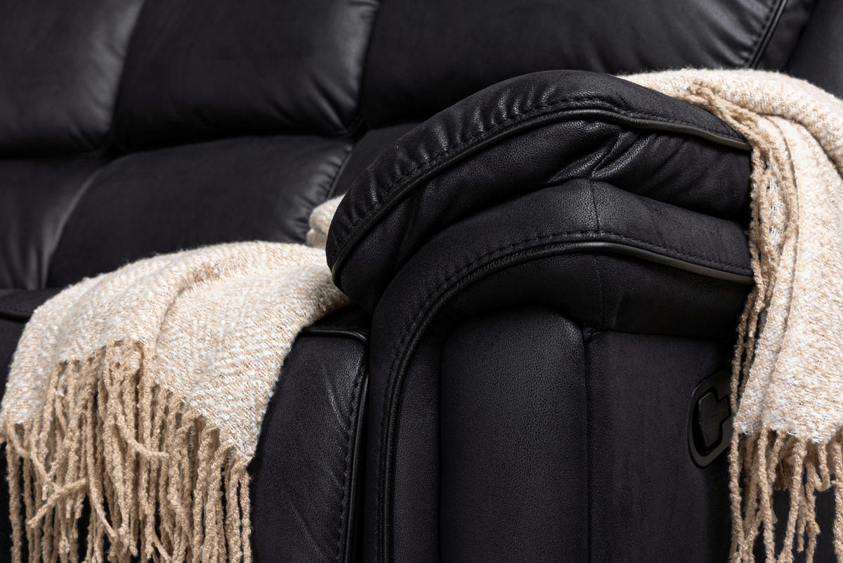 ECKSOFA Eckteil  Schwarz Lederlook (vegan)  - Schwarz, Design, Textil (338/338cm) - Livetastic