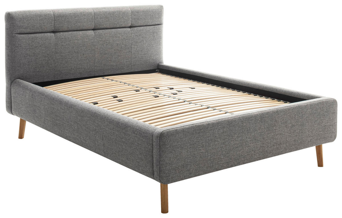 LIT REMBOURRÉ 140/200 cm  in Grau  - Eichefarben/Birkefarben, Konventionell, Holz/Textil (140/200cm) - Boxxx
