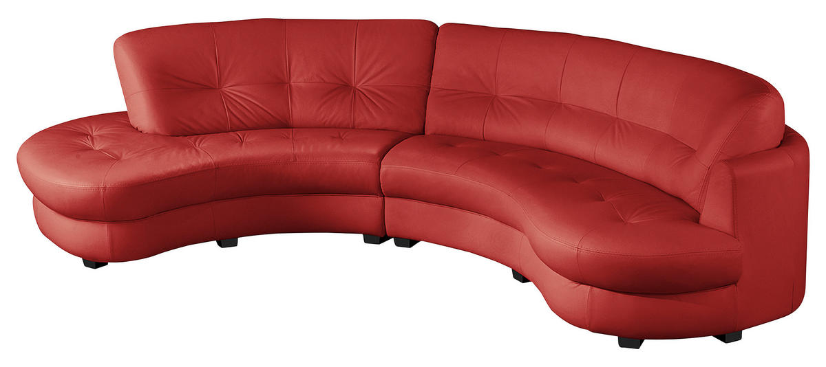 ECKSOFA in Lederlook Echtleder Rot  113/300 cm  - Rot/Schwarz, Design, Leder/Kunststoff (113/300cm) - Livetastic
