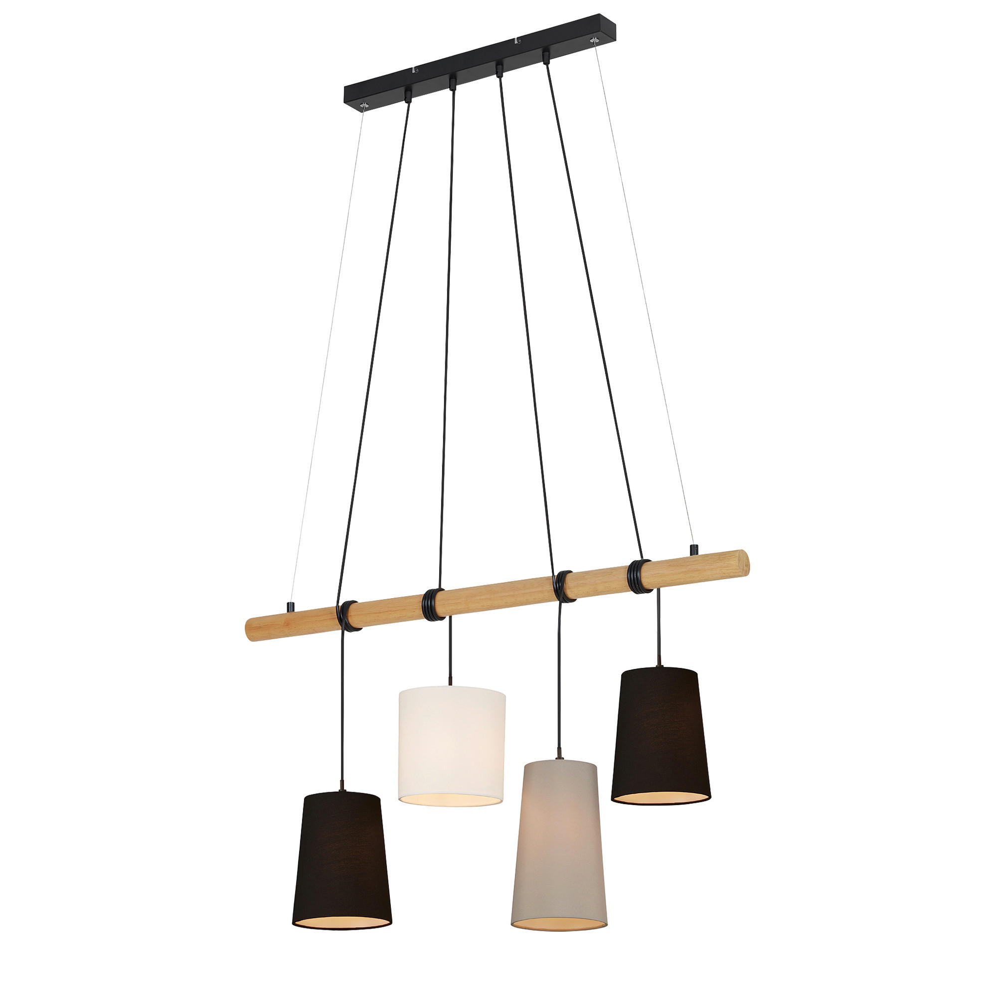 PENDELLAMPA 90/170 cm  - vit/svart, Basics, trä/textil (90/170cm)