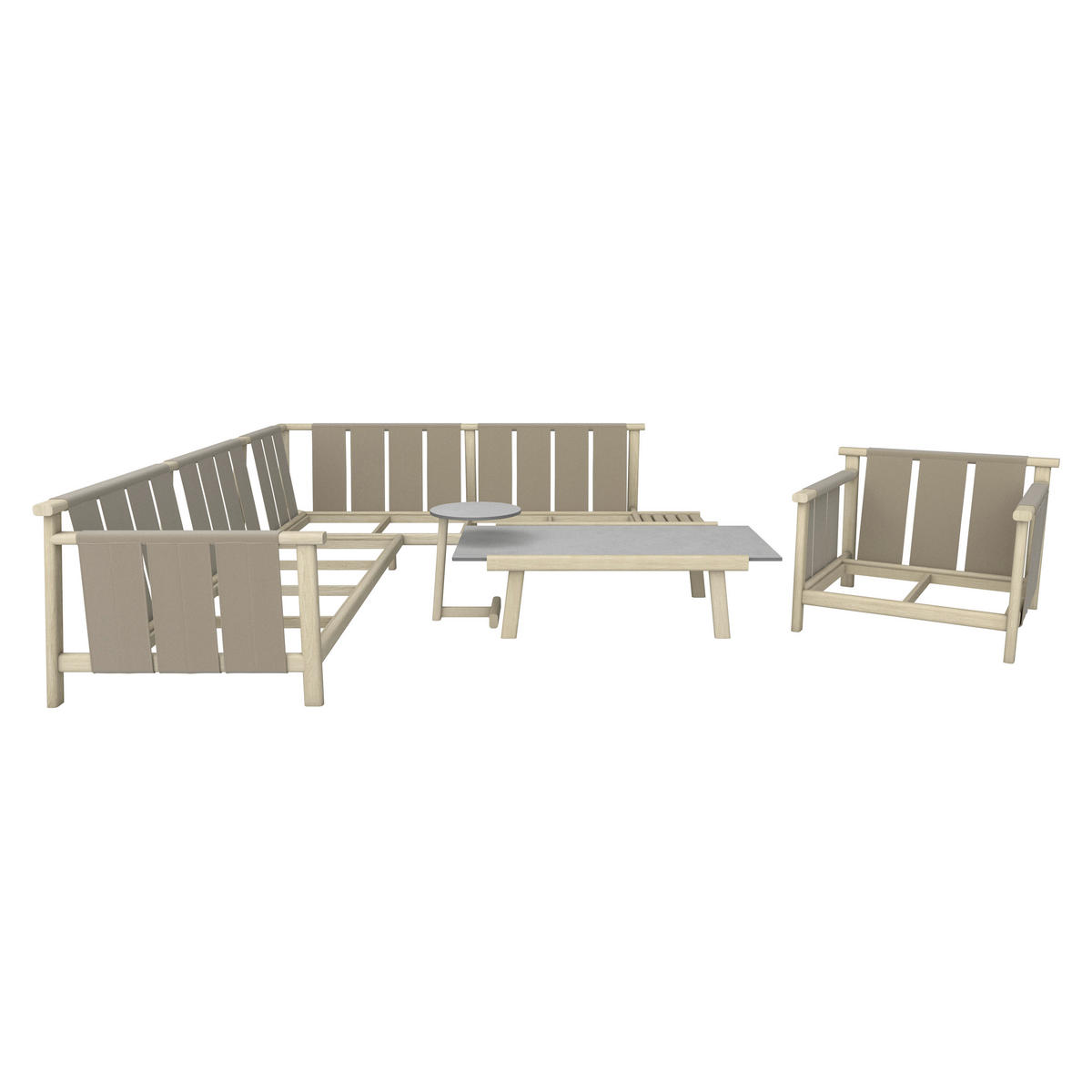 LOUNGEGARNITUR  - Sandfarben/Taupe, Romantik / Landhaus, Holz/Textil (308/264cm) - Diesel