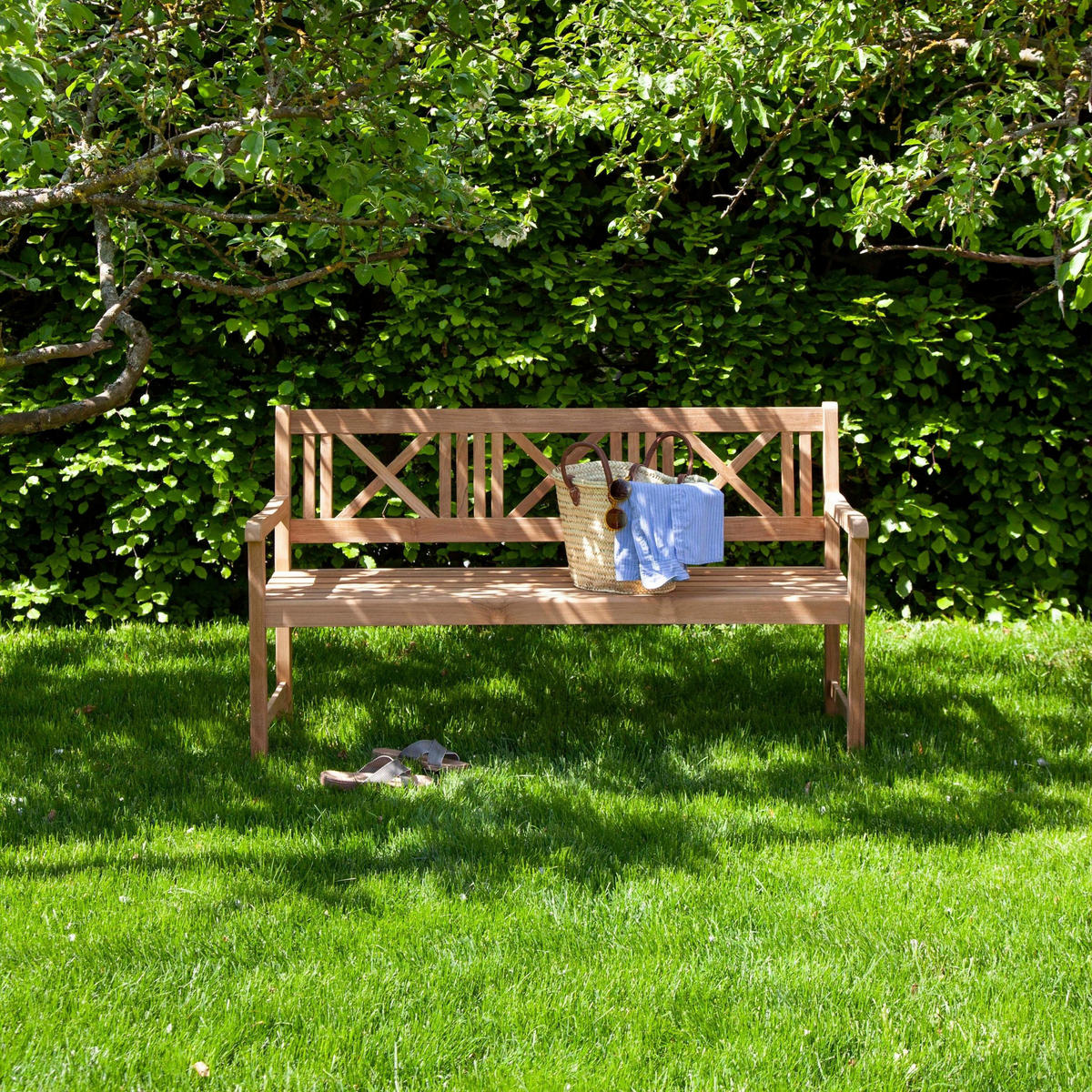 GARTENBANK 58/89/150 cm Teakholz   - Naturfarben/Teakfarben, Natur, Holz (58/89/150cm) - Gardenson