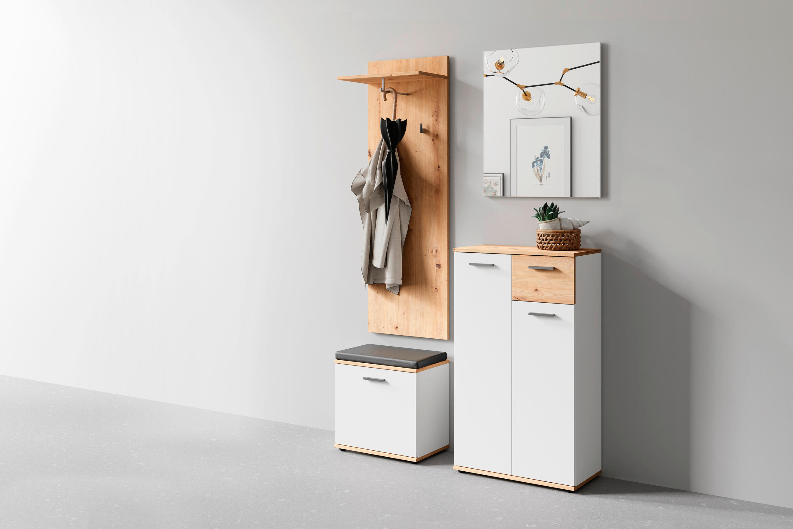 GARDEROBE 4-teilig in 60/102/30 cm - Weiß/Eiche Artisan, Design, Holzwerkstoff (60/102/30cm) - MID.YOU