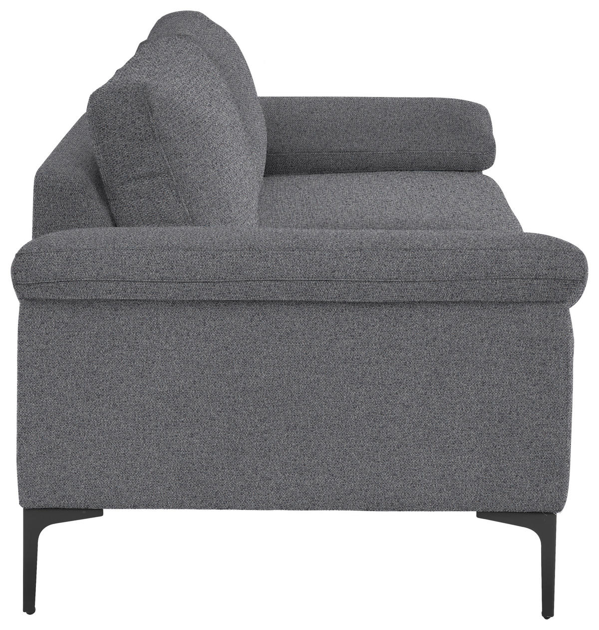 3-SITZER-SOFA in Flachgewebe Grau  - Schwarz/Grau, Design, Textil/Metall (226/89/97cm) - Pure Home Lifestyle