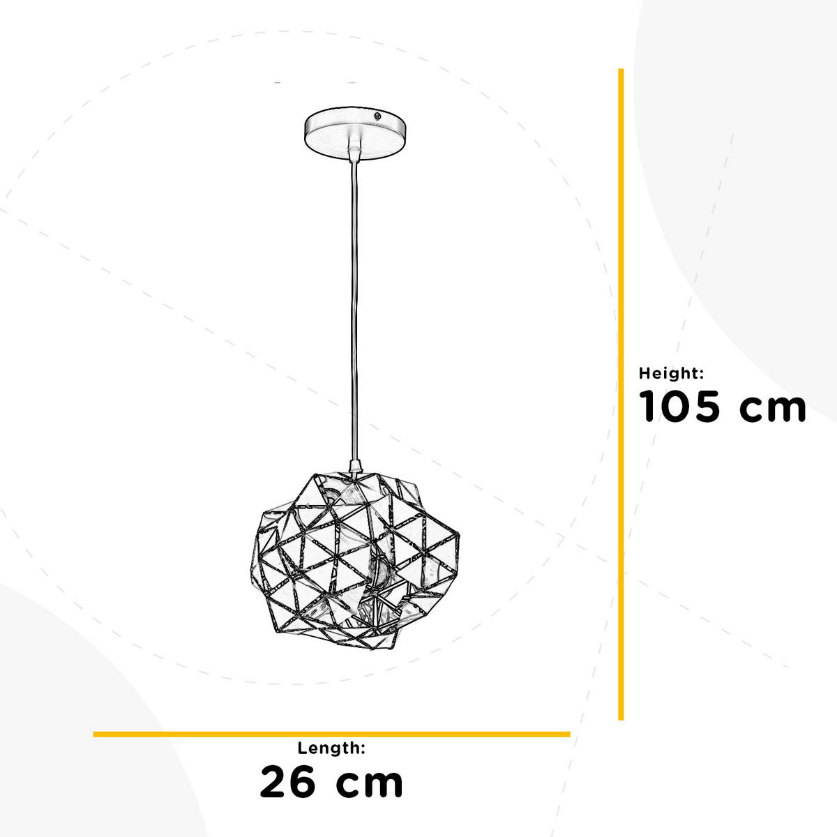 ZÁVĚSNÉ SVÍTIDLO, 26/26/105 cm  - barvy zlata, Design, kov (26/26/105cm)