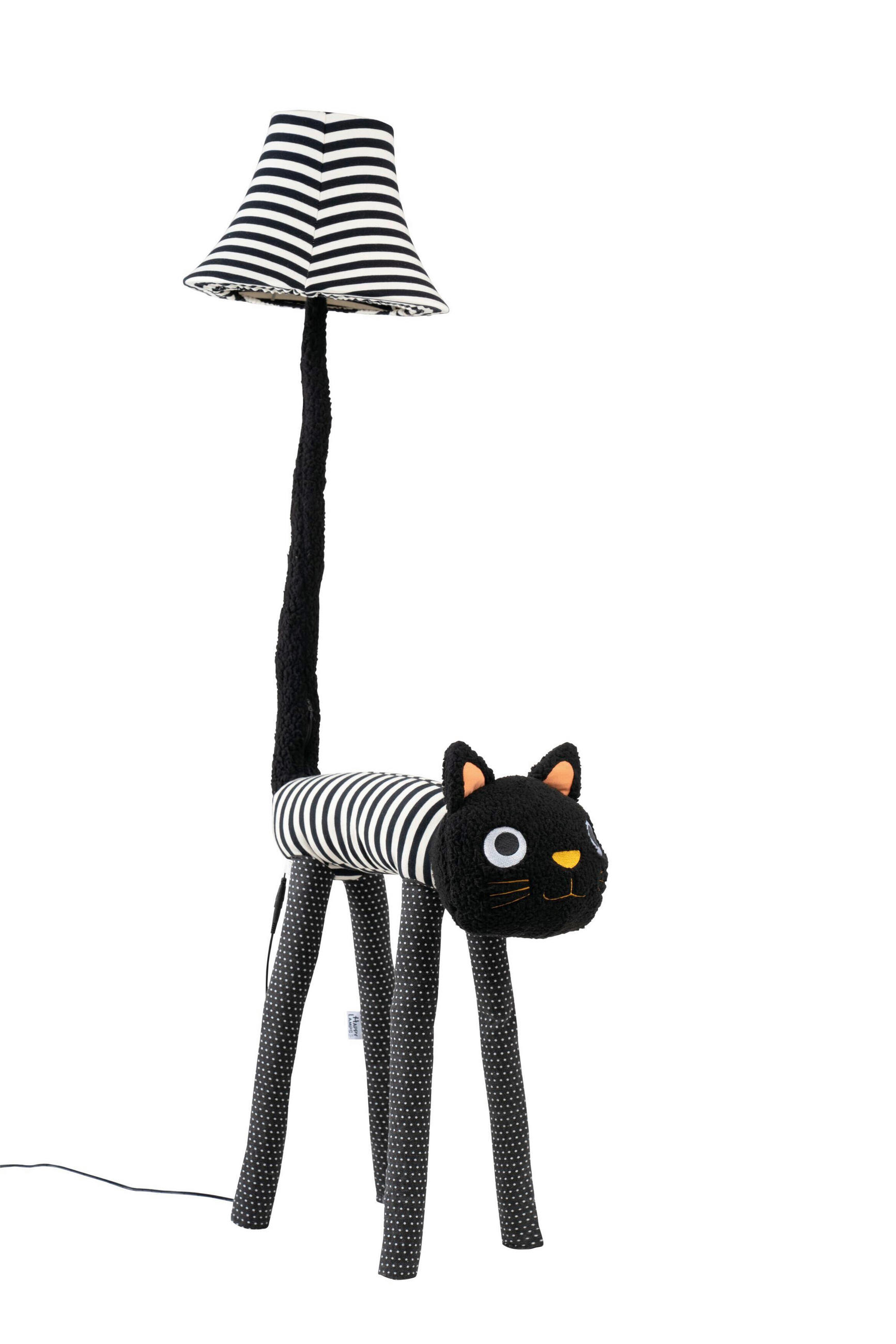 LED-STEHLEUCHTE Luna die Katze 32/62/126 cm   - Schwarz/Weiß, LIFESTYLE, Textil/Metall (32/62/126cm) - Happy Lamps