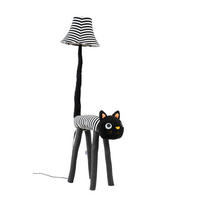 LED-STEHLEUCHTE Luna die Katze 32/62/126 cm   - Schwarz/Weiß, LIFESTYLE, Textil/Metall (32/62/126cm) - Happy Lamps