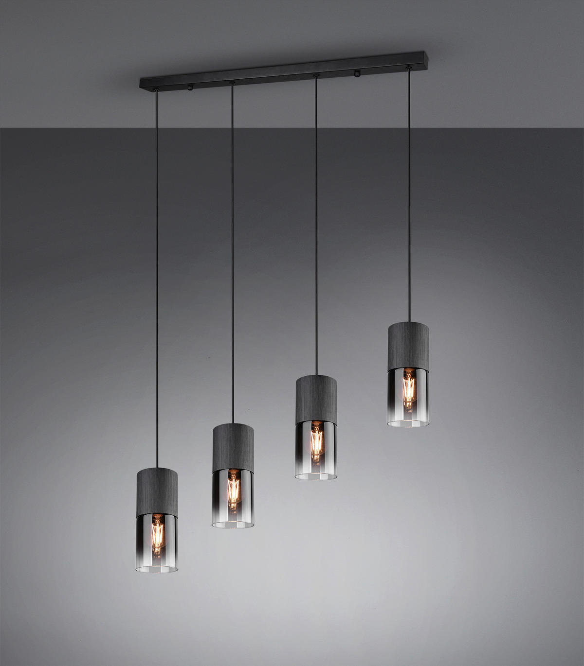 HÄNGELEUCHTE 80,5/10/23-150 cm    - Schwarz, Design, Glas/Metall (80,5/10/23-150cm)