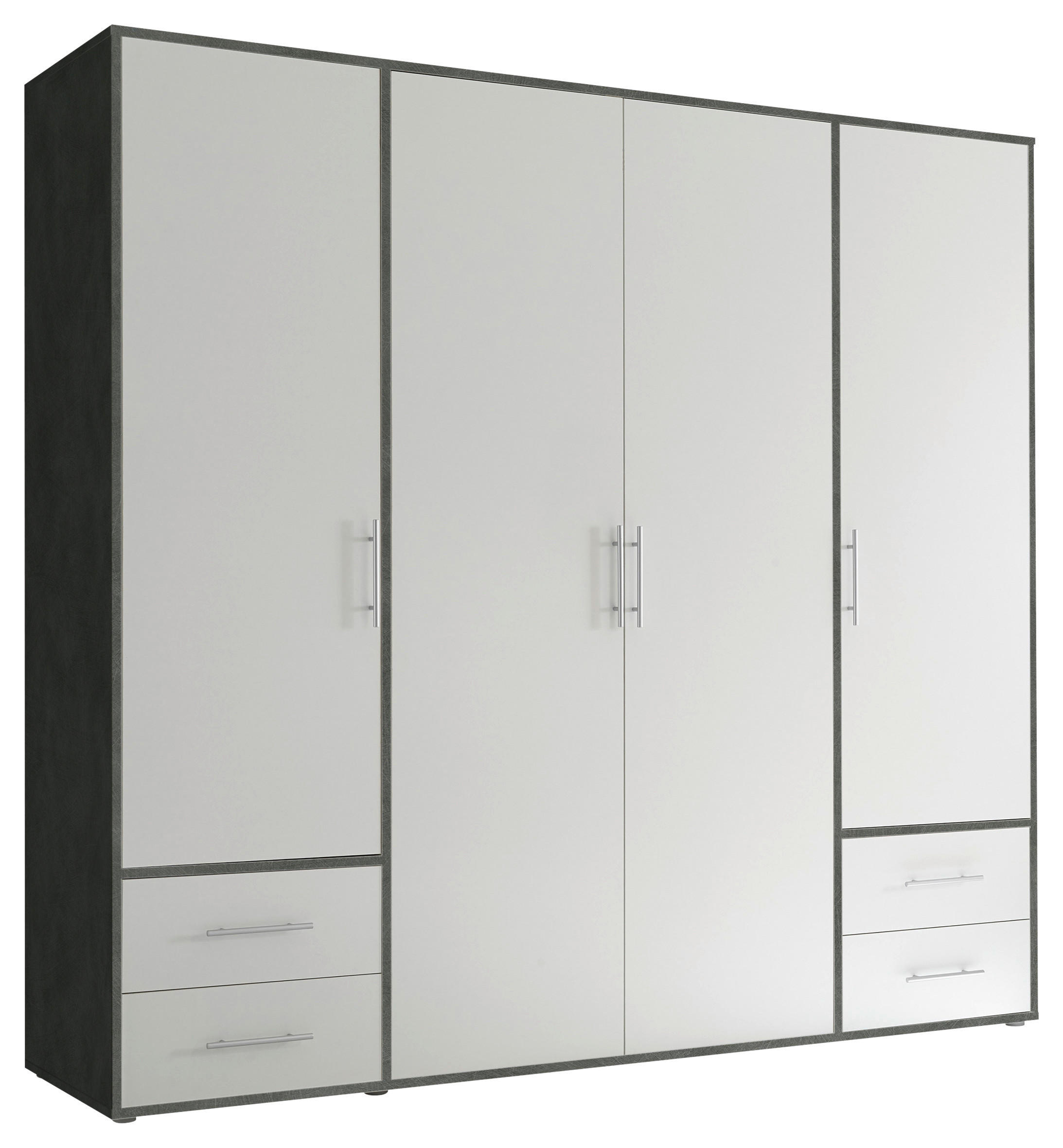DREHTÜRENSCHRANK in Weiss, Grau  - Weiss/Alufarben, Konventionell, Holzwerkstoff/Kunststoff (206/195/60cm) - Carryhome