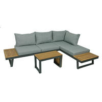 LOUNGEGARNITUR Akazie Hartholz Aluminium  - Schwarz/Braun, Basics, Holz/Kunststoff - Gardenson