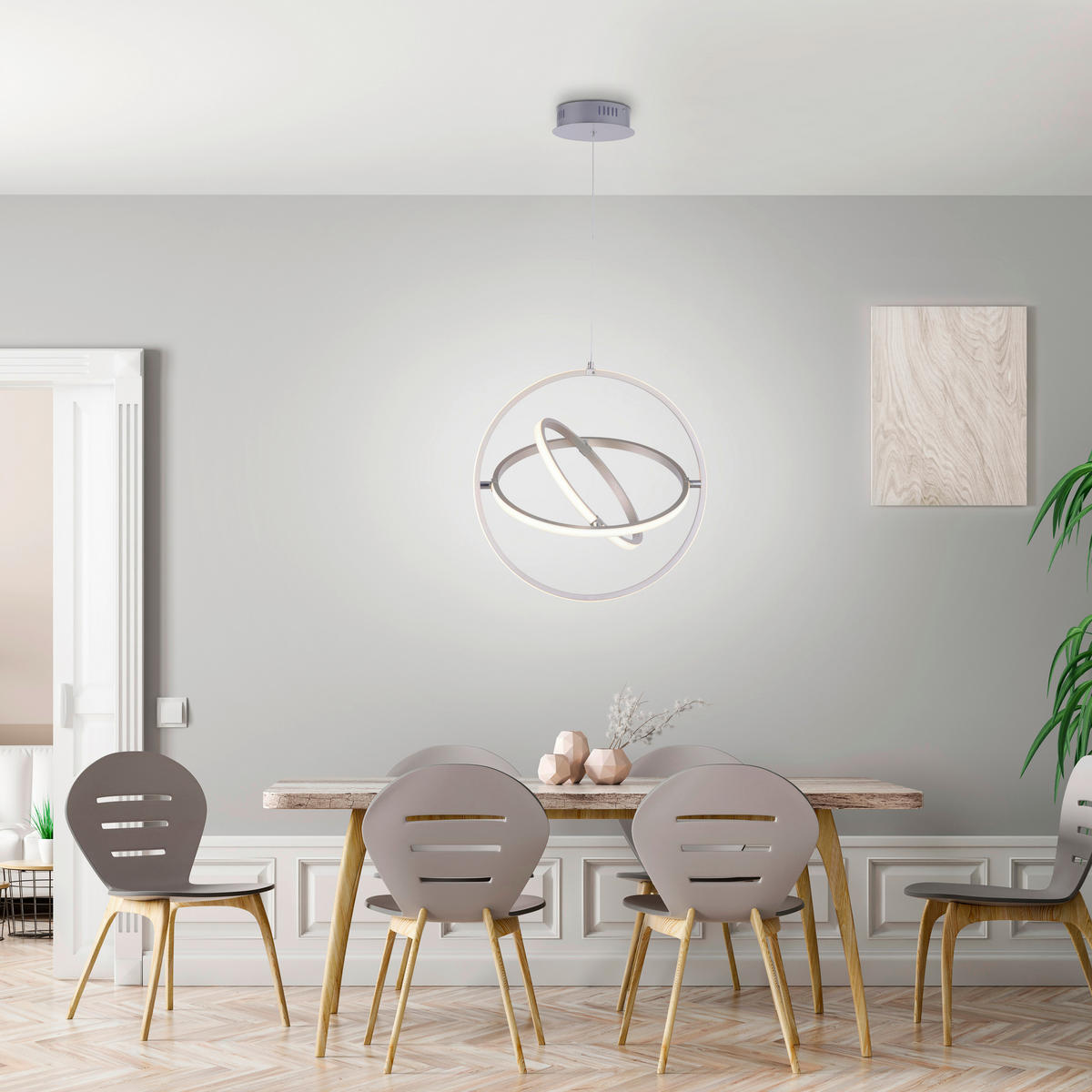 VISEČA LED-SVETILKA   30 W//3000 K/230 V/ - barve nerjavečega jekla, Design, kovina/umetna masa (50/50/120cm)
