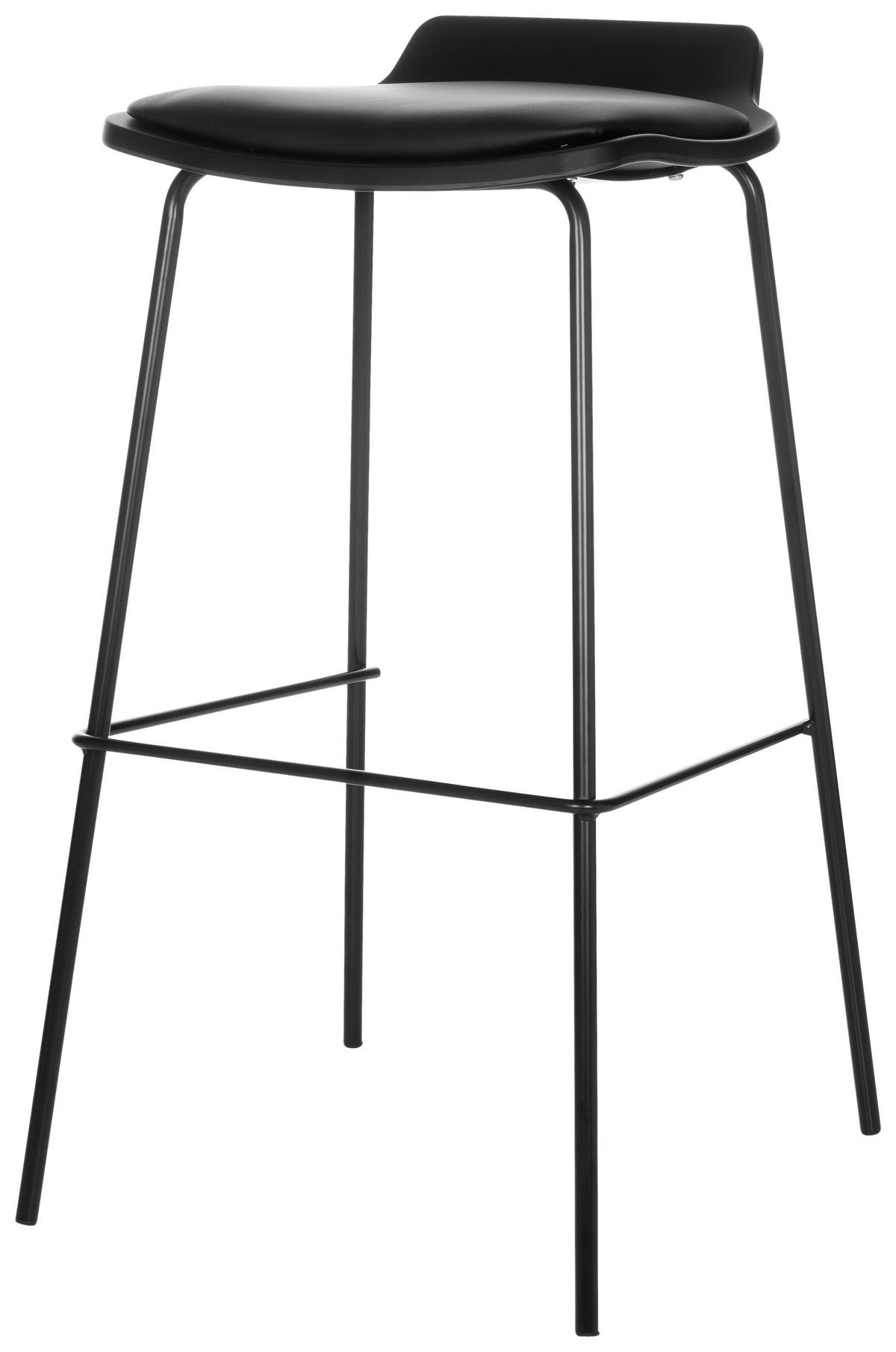 BARHOCKER Lederlook Schwarz stapelbar, abwischbar  - Schwarz, Basics, Textil/Metall (47/82/49cm) - MID.YOU