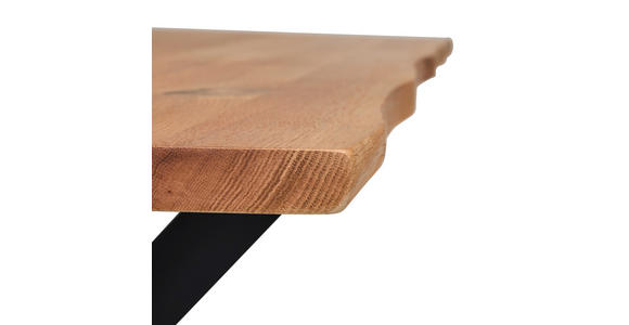 ESSTISCH 140/80/76 cm Echtholz  Holz, Metall rechteckig Eichefarben  - Eichefarben/Schwarz, LIFESTYLE, Holz/Metall (140/80/76cm) - Linea Natura