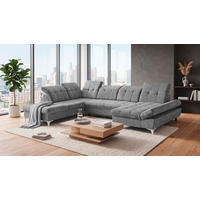 WOHNLANDSCHAFT Mikrovelours Grau  - Kaschmir/Grau, Modern, Kunststoff/Textil (245/348/168cm) - MID.YOU