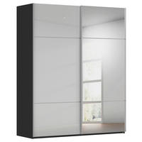 SCHWEBETÜRENSCHRANK in Grau, Schwarz  - Alufarben/Schwarz, Konventionell, Glas/Holzwerkstoff (162/223/68cm) - Novel
