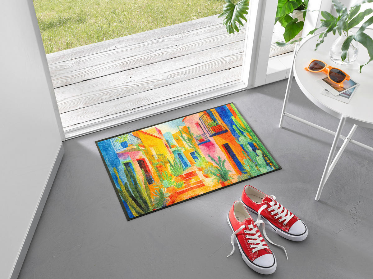 FUßMATTE 40/60 cm Casas de Colores  - Blau, Trend, Kunststoff/Textil (40/60cm) - wash+dry