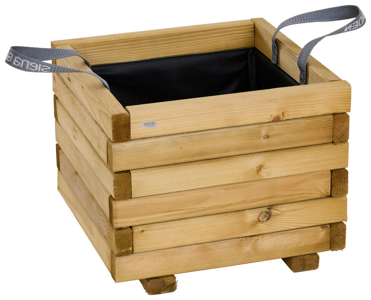 BLUMENKASTEN  - Schwarz/Kieferfarben, Basics, Holz/Textil (40/33/40cm) - Siena Garden