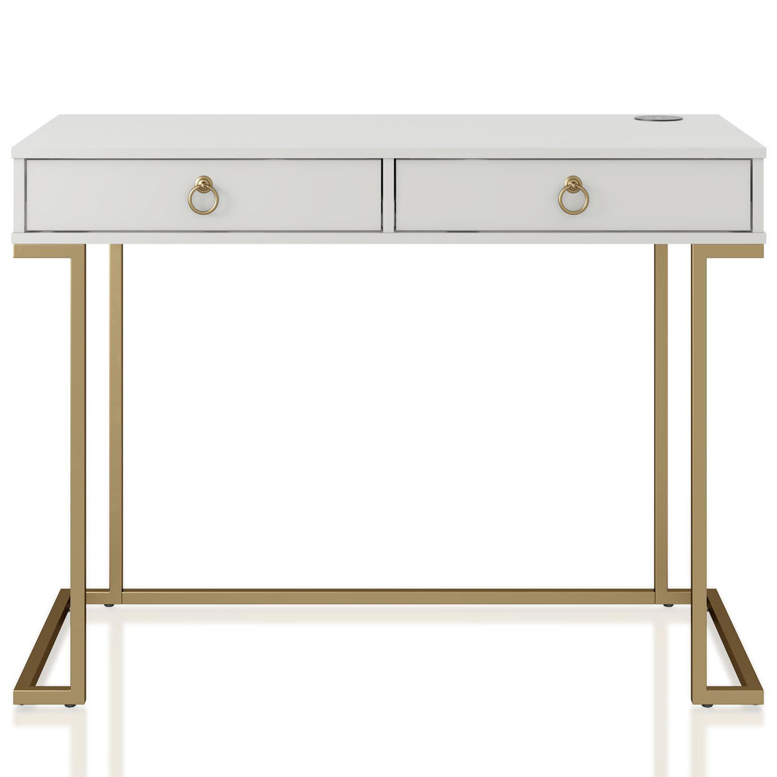 SCHREIBTISCH 106/79/50 cm  in Weiß  - Goldfarben/Weiß, Design, Holzwerkstoff/Metall (106/79/50cm) - MID.YOU