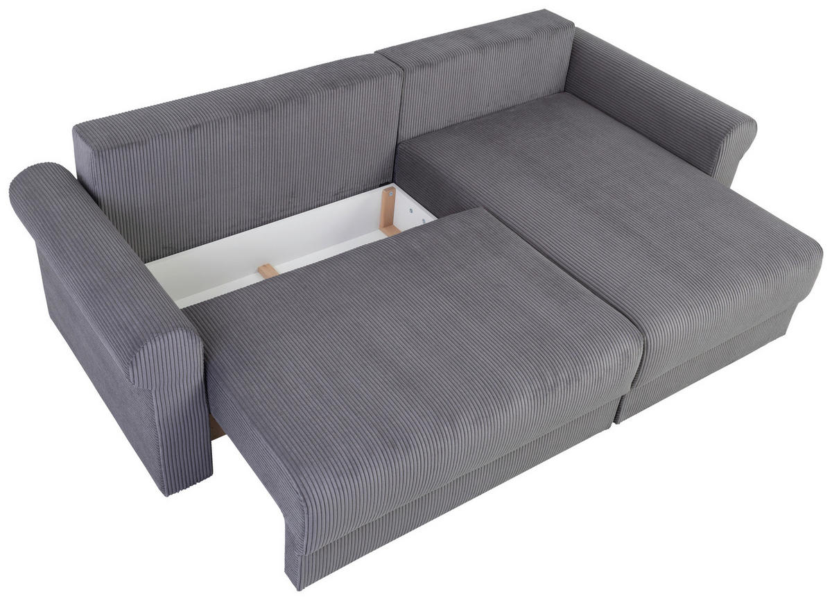 ROHOVÁ SEDAČKA, textil, dřevo, kov, tmavě šedá - černá/tmavě šedá, Konvenční, kov/dřevo (245/92/145cm) - Carryhome