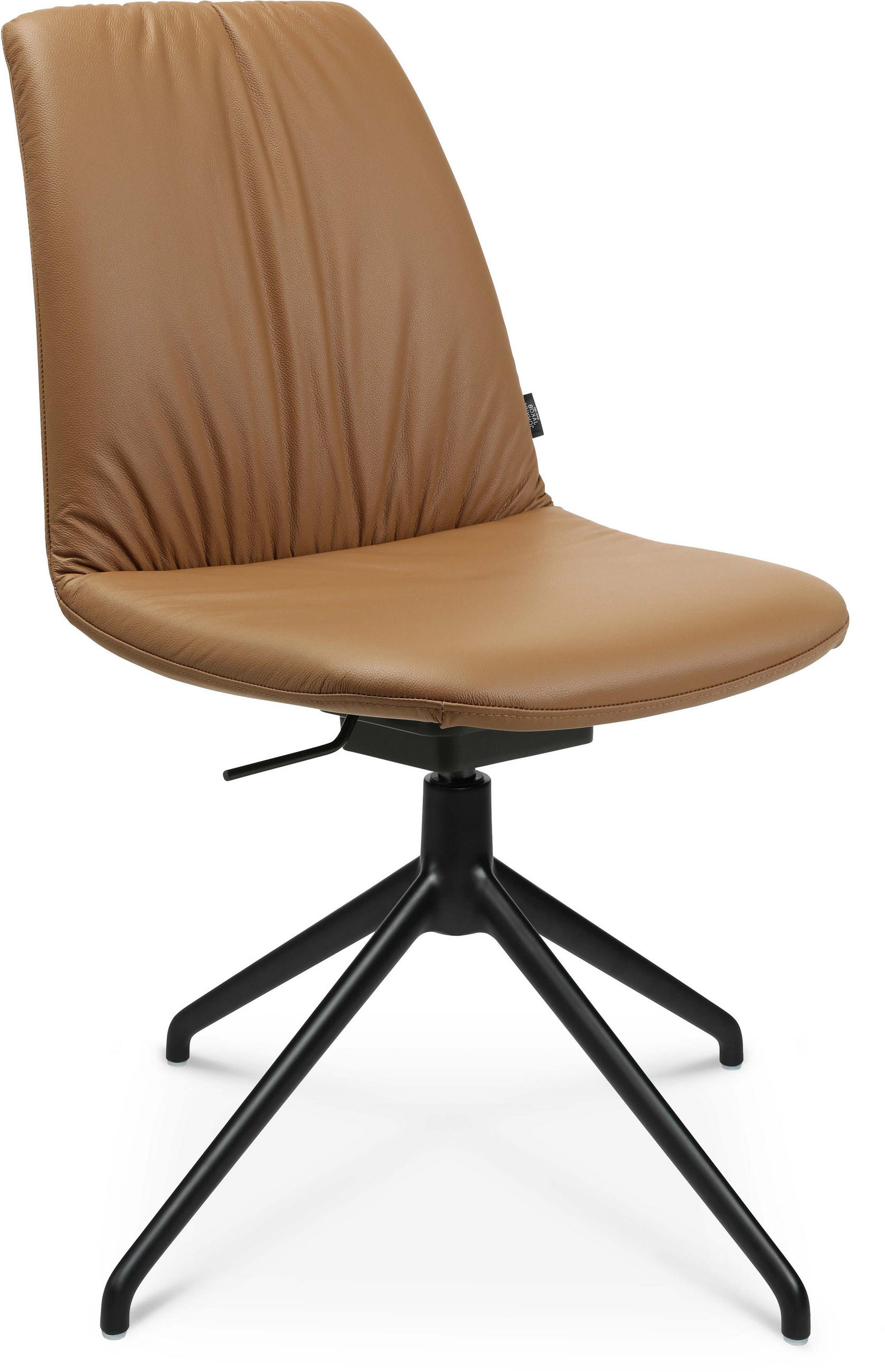 STUHL Echtleder Schwarz, Cognac  - Cognac/Schwarz, Design, Leder/Metall (46/81,5-84,5/55cm) - Johann Jakob