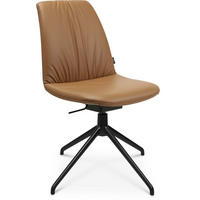 STUHL Echtleder Schwarz, Cognac  - Cognac/Schwarz, Design, Leder/Metall (46/81,5-84,5/55cm) - Johann Jakob