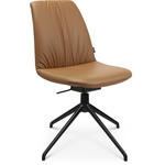 STUHL  in Aluminium Echtleder pigmentiert Metall, Leder  - Cognac/Schwarz, Design, Leder/Metall (46/81,5-84,5/55cm) - Johann Jakob
