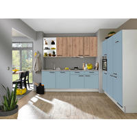 ECKKÜCHE 240/180 cm  in Eichefarben, Hellgrau, Pastellblau  - Pastellblau/Eichefarben, Design, Holzwerkstoff/Metall (240/180cm) - Xora