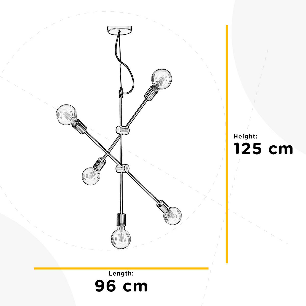 HÄNGELEUCHTE 96/80/125 cm  - Goldfarben/Schwarz, Design, Metall (96/80/125cm)