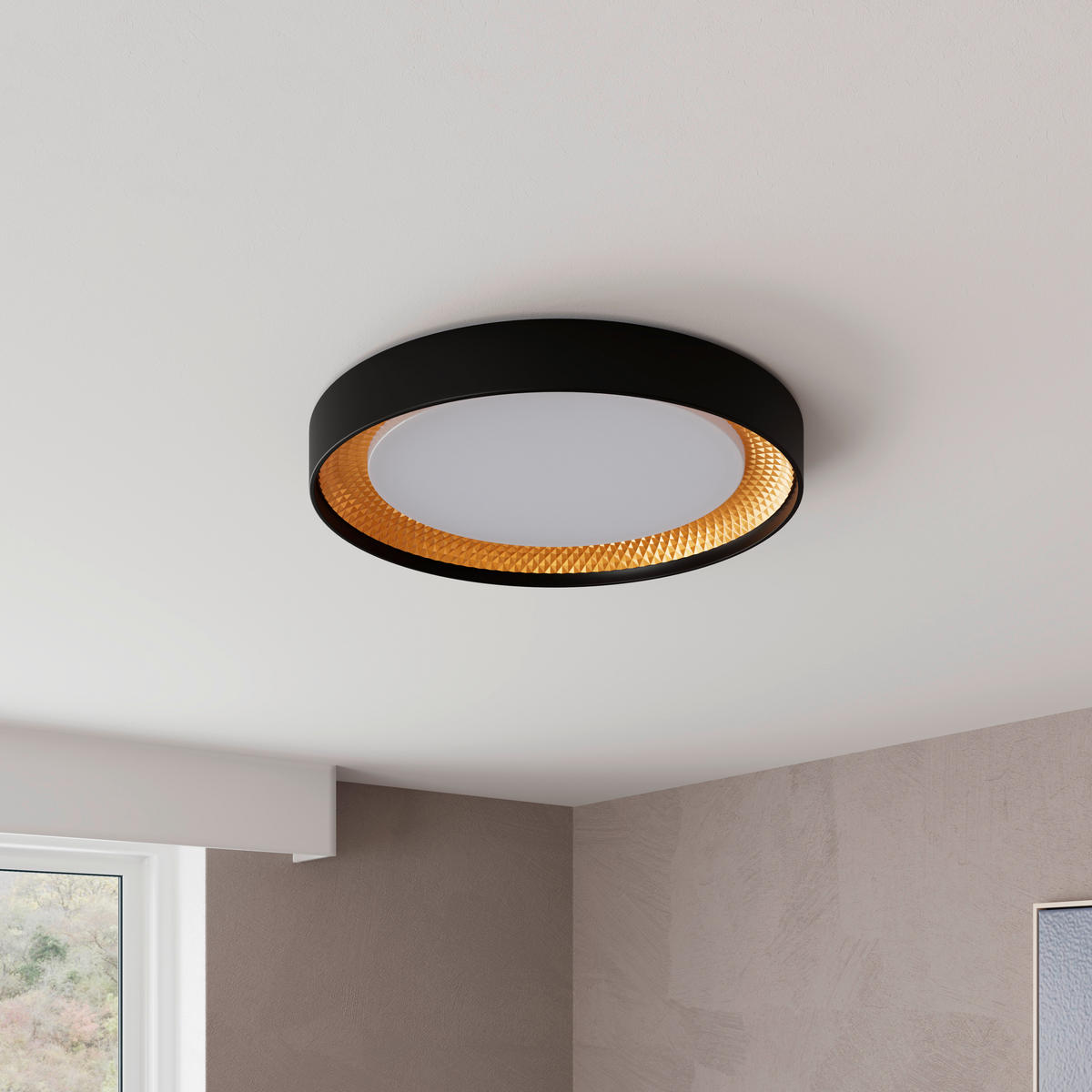 LED-TAKLAMPA 45 W 48,5/8 cm  - vit/champagne, Design, plast (48,5/8cm) - Novel