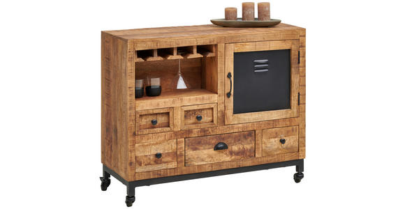 SERVIERWAGEN Naturfarben, Schwarz 100/85/40 cm - Schwarz/Naturfarben, LIFESTYLE, Holz/Metall (100/85/40cm) - Landscape