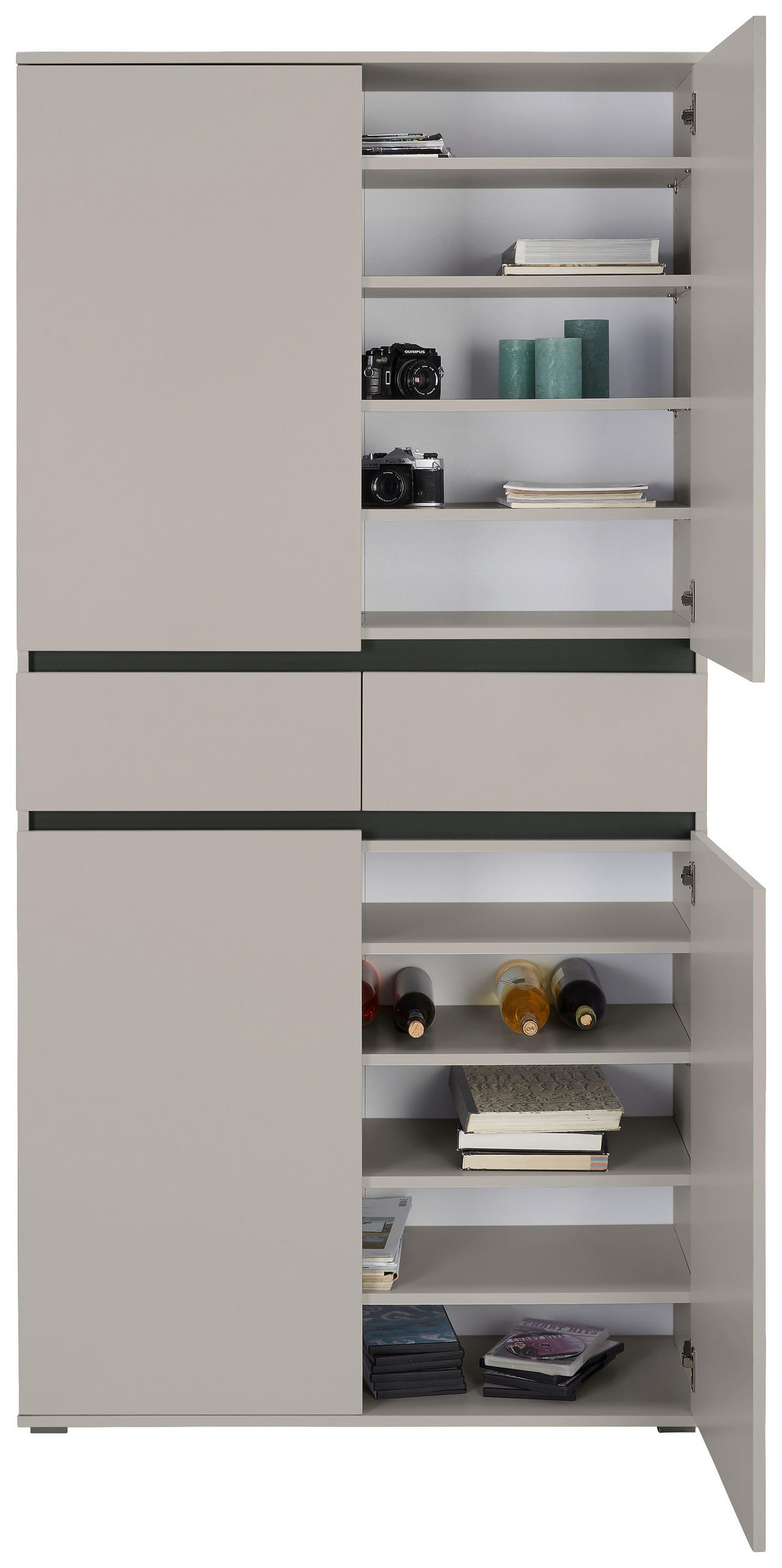 MEHRZWECKSCHRANK - Kaschmir/Anthrazit, KONVENTIONELL, Holzwerkstoff/Kunststoff (100/200/37cm) - Xora