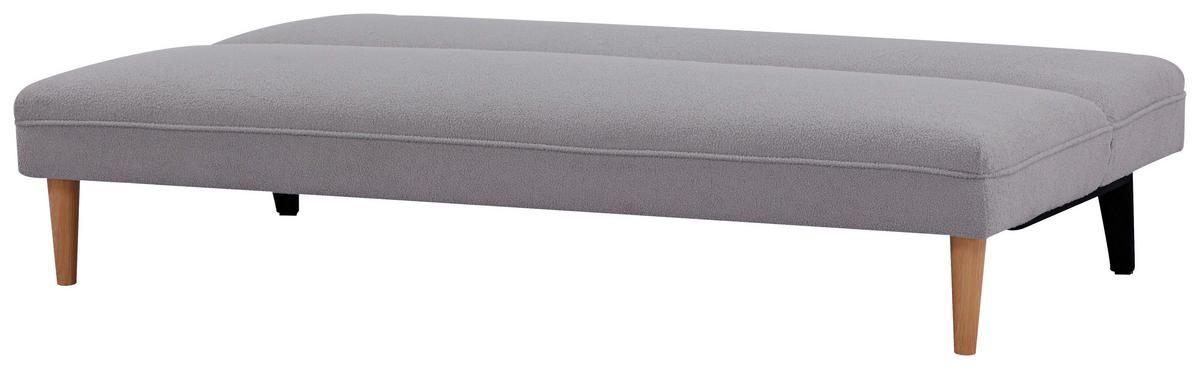 SCHLAFSOFA in Bouclé Grau  - Schwarz/Naturfarben, Modern, Holz/Kunststoff (183/77/87cm) - P & B