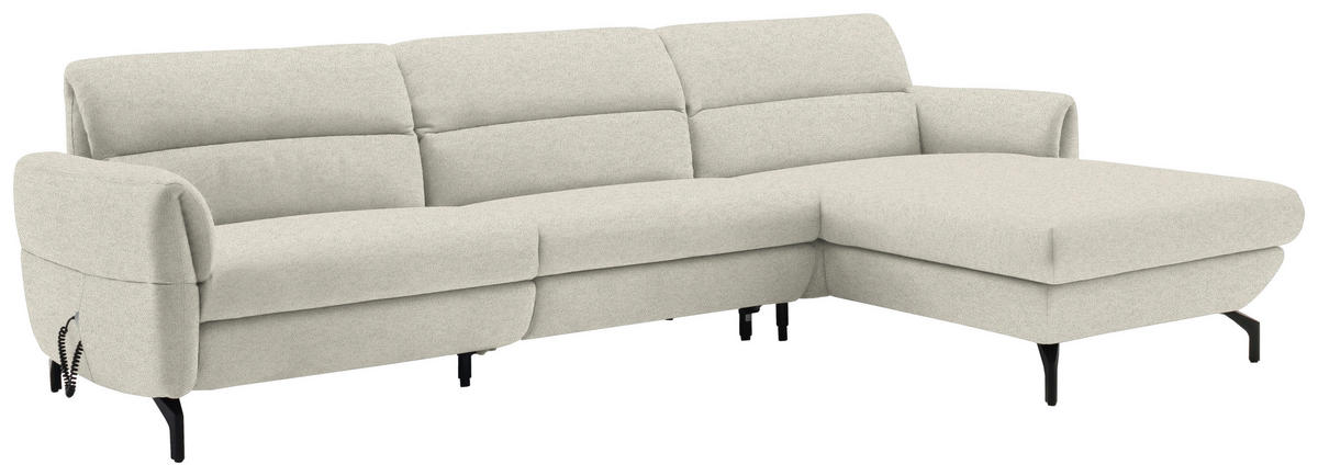 ECKSOFA in Chenille Creme  299/187 cm  - Creme/Schwarz, Design, Textil/Metall (299/187cm) - Schöner Wohnen