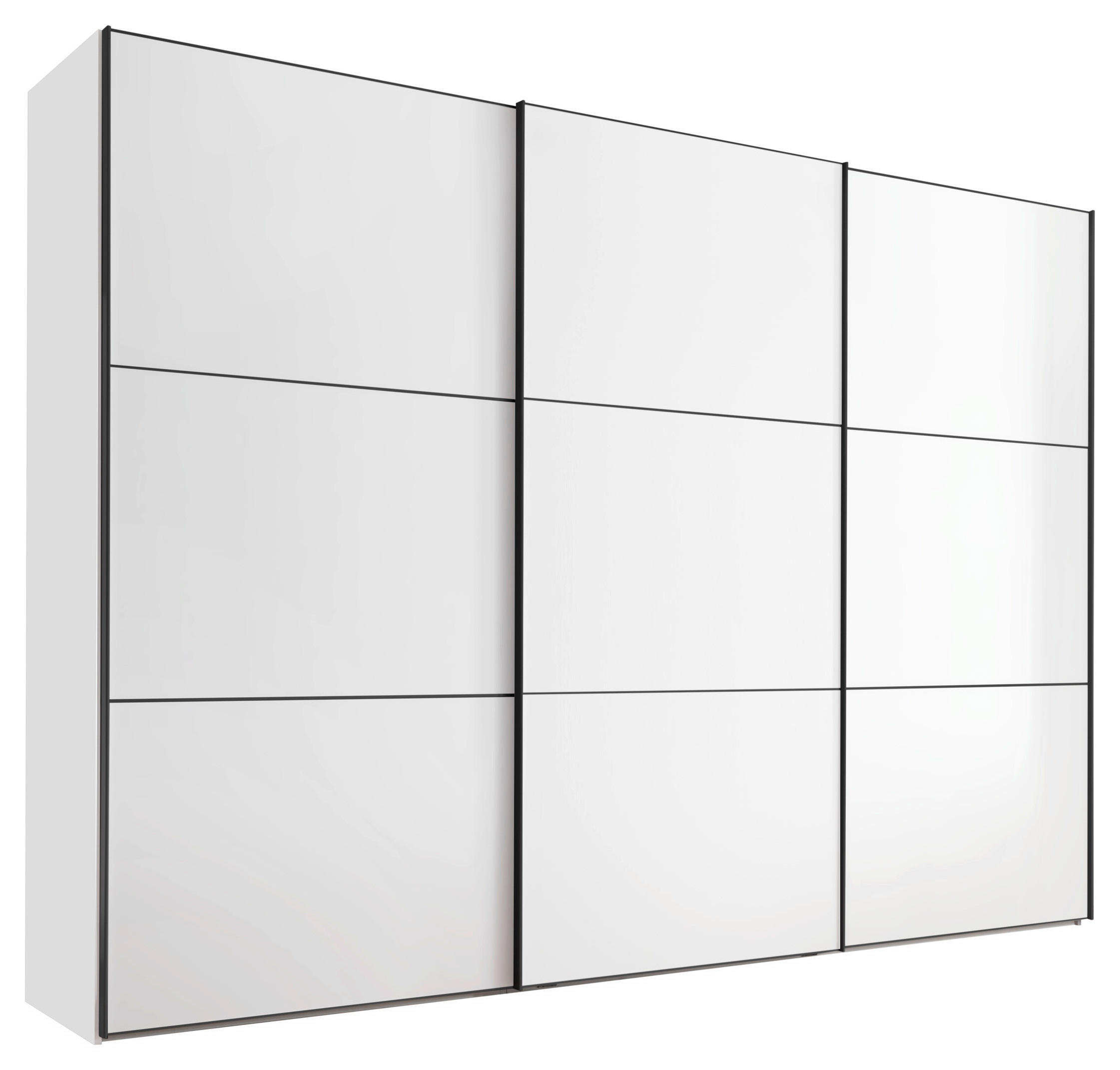 SCHWEBETÜRENSCHRANK in Weiss  - Weiss/Schwarz, Holzwerkstoff/Metall (280/222/68cm) - Moderano