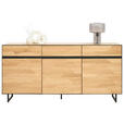 SIDEBOARD Schwarz, Wildeiche  180/90/42 cm  - Wildeiche/Schwarz, Natur, Holz/Holzwerkstoff (180/90/42cm) - Linea Natura