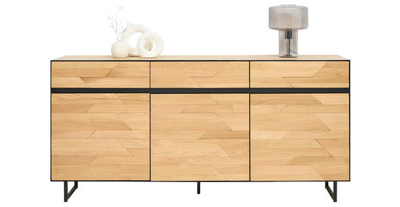 SIDEBOARD Schwarz, Wildeiche  180/90/42 cm  - Wildeiche/Schwarz, Natur, Holz/Holzwerkstoff (180/90/42cm) - Linea Natura