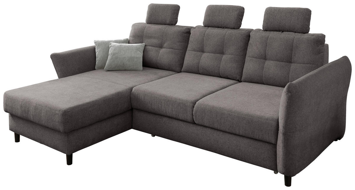 ECKSOFA in Chenille Graubraun  - Graubraun/Hellgrau, Modern, Holz/Textil (176/250-280cm) - Livetastic