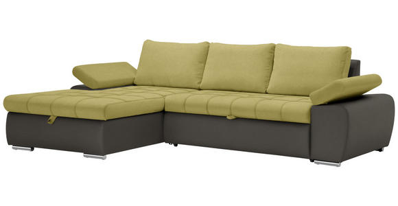 ECKSOFA in Flachgewebe Gelb, Grau  - Gelb/Grau, Design, Kunststoff/Textil (175/271cm) - Xora