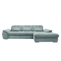 ECKSOFA Chenille Blau  - Chromfarben/Blau, Modern, Textil/Metall (314/184cm) - Livetastic