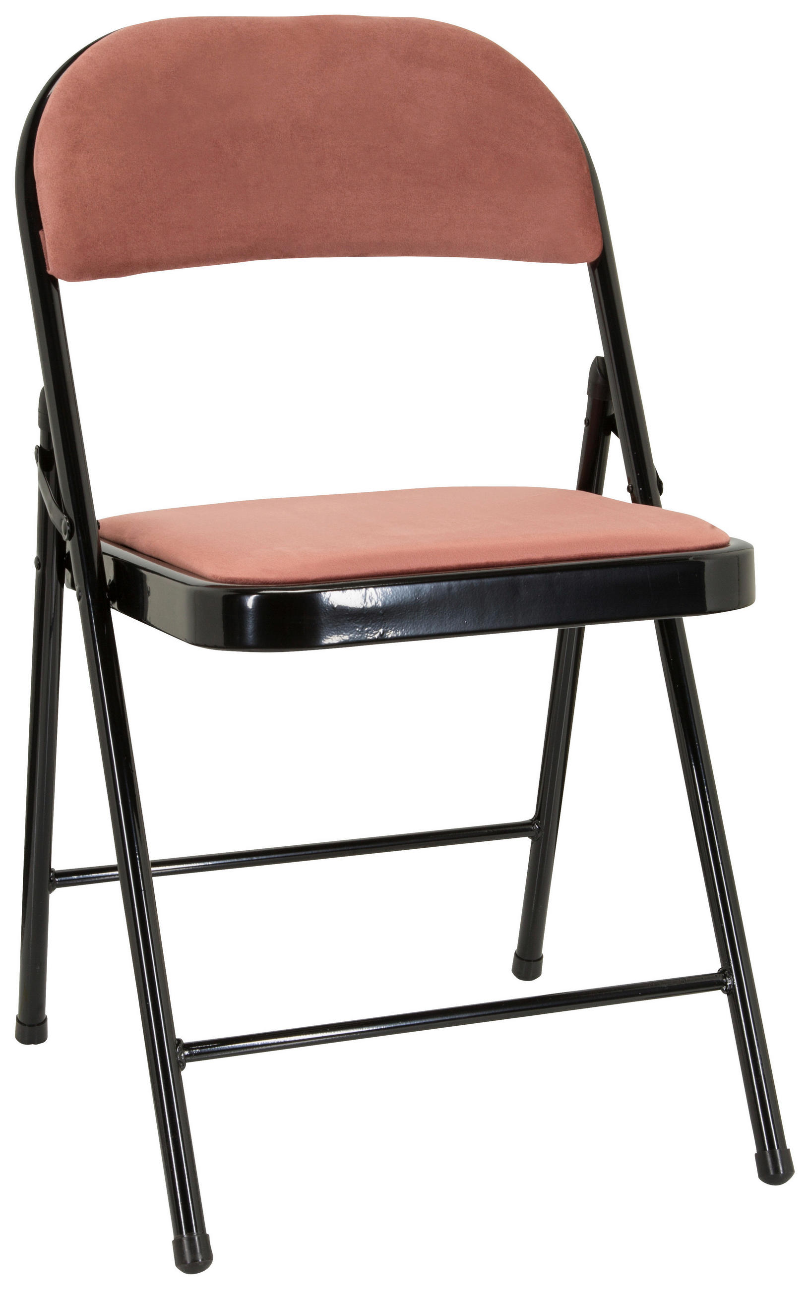 KLAPPSTUHL Samt Rosa, Schwarz  - Schwarz/Rosa, Basics, Textil/Metall (44/80/49cm) - MID.YOU