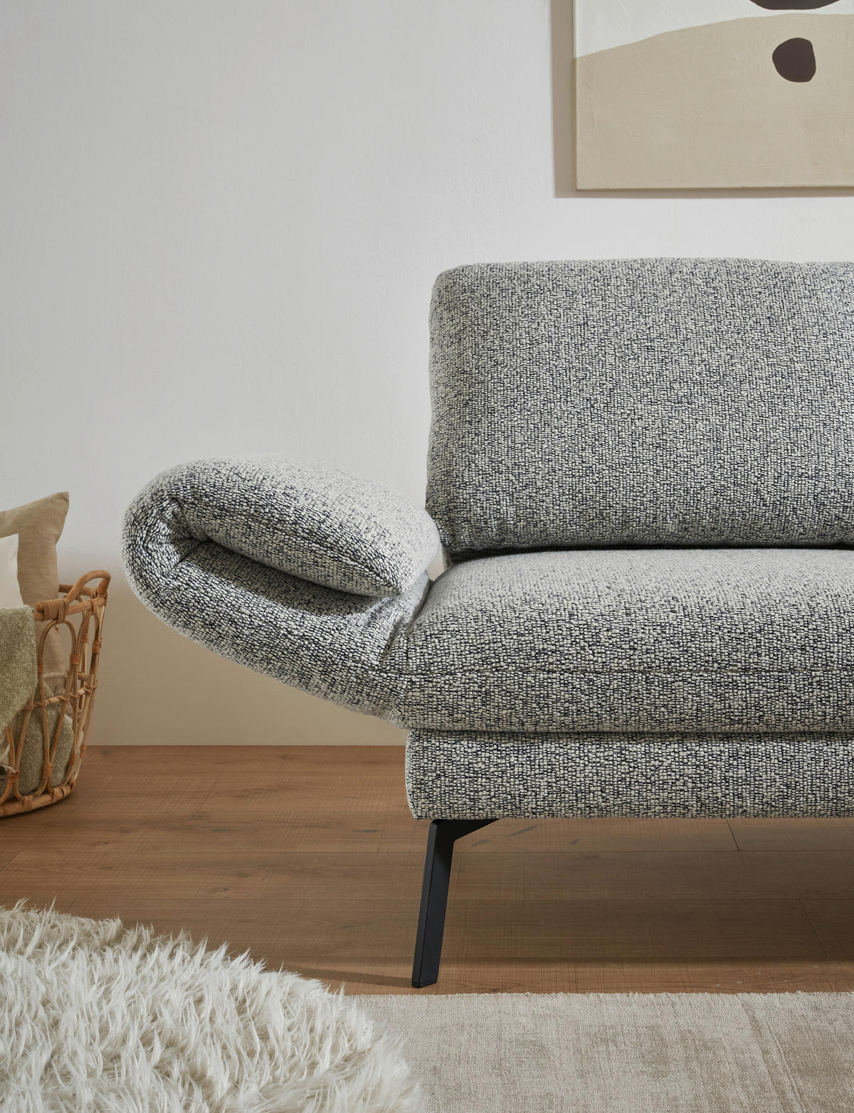 ECKSOFA in Flachgewebe Blaugrau  175-224/255-365 cm  - Blaugrau/Schwarz, Design, Textil/Metall (175-224/255-365cm) - Dieter Knoll