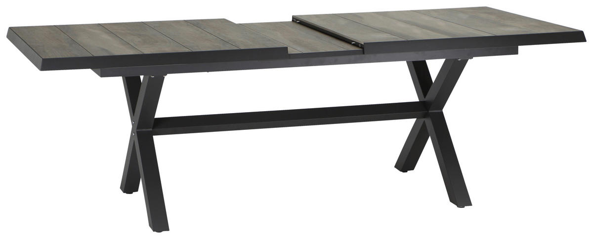 GARTENTISCH 200-260/100/77 cm Metall rechteckig  - Anthrazit/Graubraun, Basics, Keramik/Metall (200-260/100/77cm) - Siena Garden