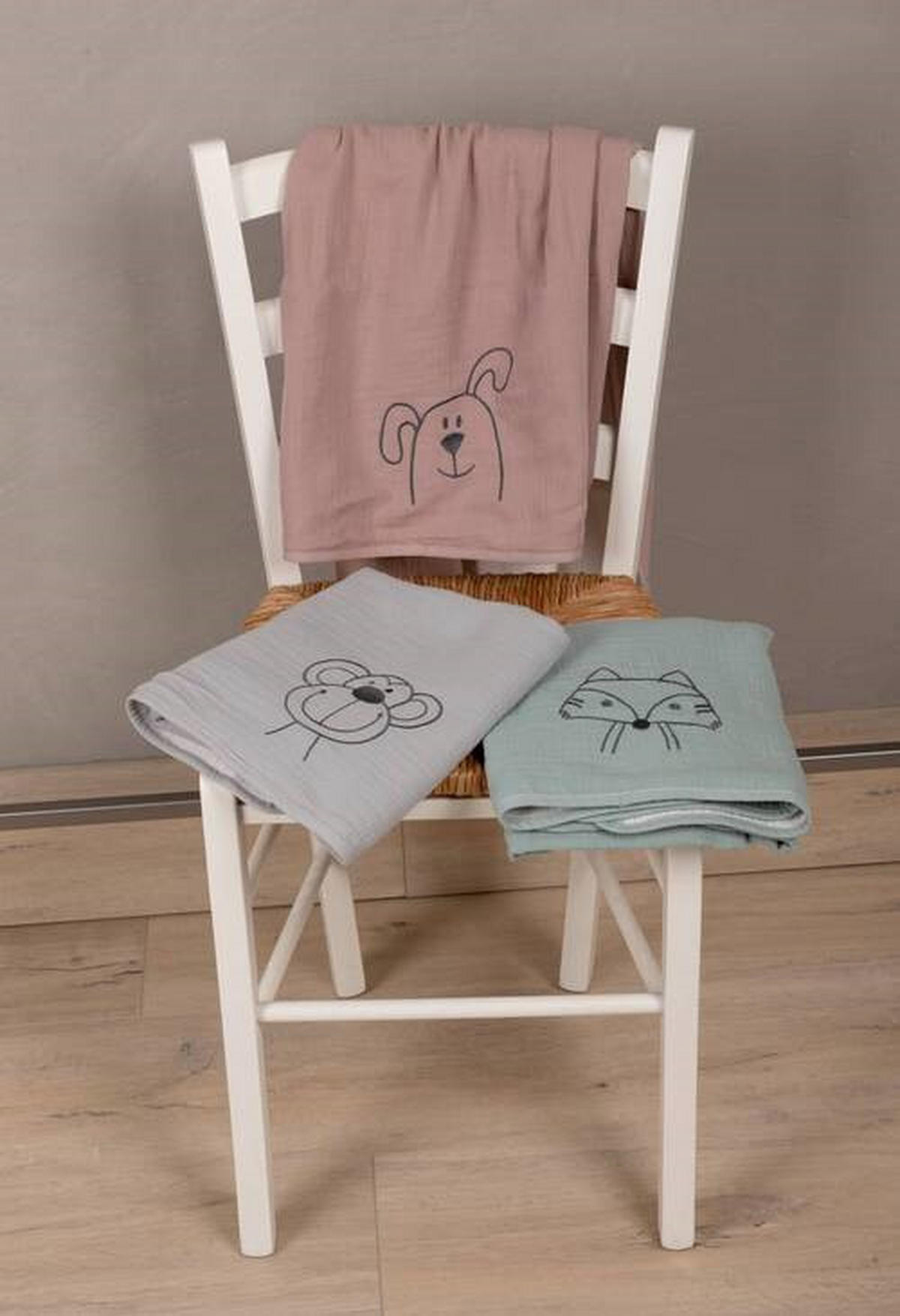 SCHMUSEDECKE Musselin Affe Grau  70/100 cm  - Creme/Grau, Basics, Textil (70/100cm) - Bebe's Collection