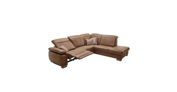 ECKSOFA Braun Mikrofaser - Beige/Buchefarben, KONVENTIONELL, Textil (299/245cm) - Voleo