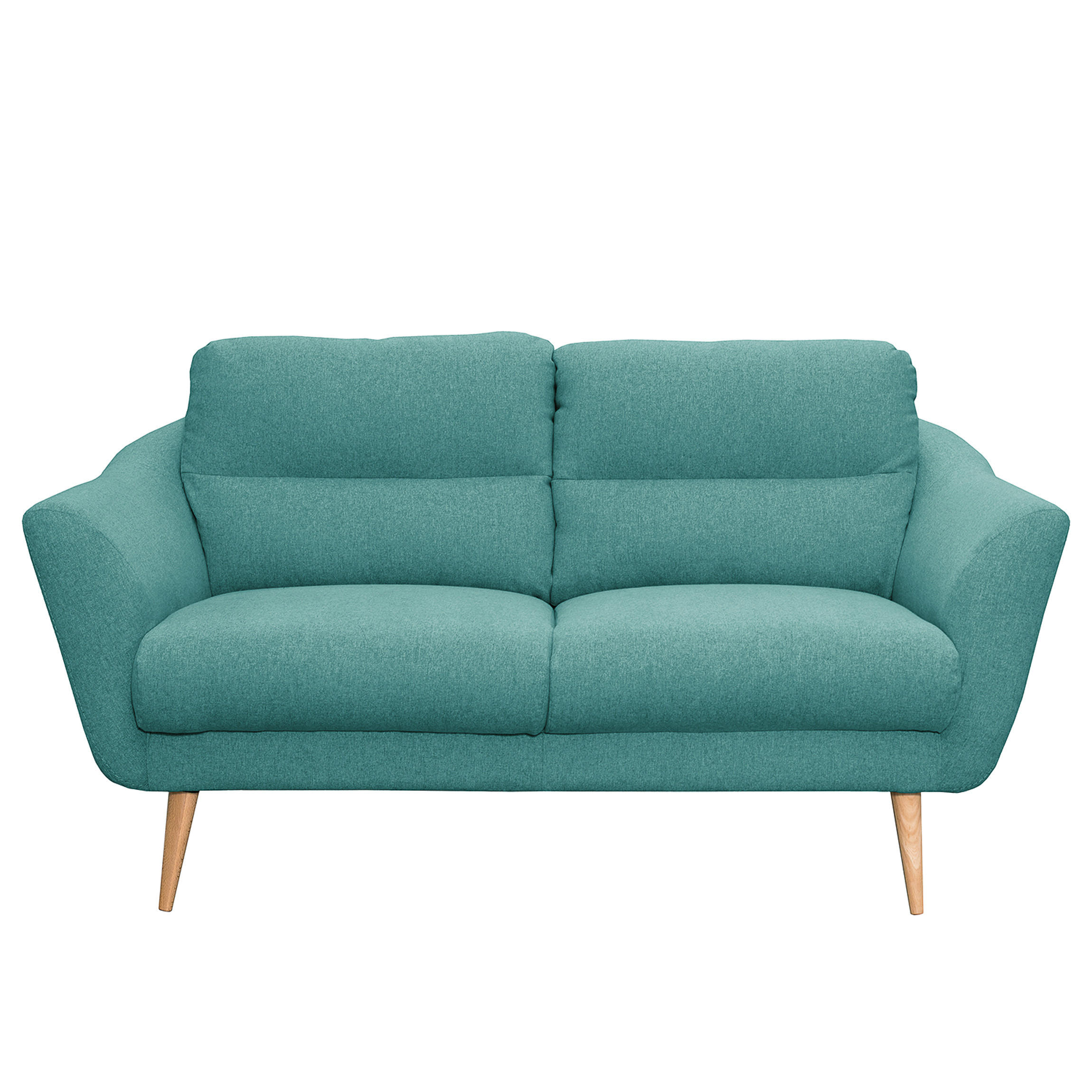 2-SITZER-SOFA in Webstoff Türkis  - Türkis/Buchefarben, Design, Holz/Textil (158/87/88cm) - Livetastic