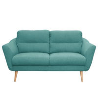 2-SITZER-SOFA in Webstoff Türkis  - Türkis/Buchefarben, Design, Holz/Textil (158/87/88cm) - Livetastic