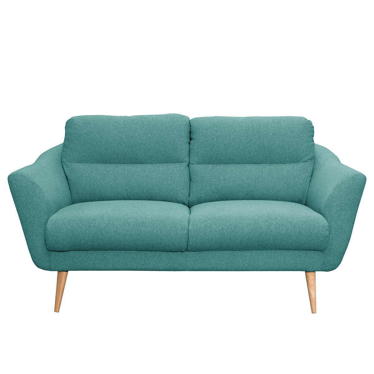 2-SITZER-SOFA in Webstoff Türkis  - Türkis/Buchefarben, Design, Holz/Textil (158/87/88cm) - Livetastic