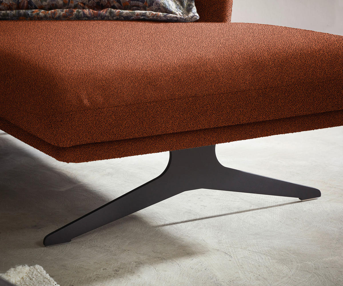 ECKSOFA in Flachgewebe Rostfarben  - Rostfarben/Schwarz, Design, Textil/Metall (259/152cm) - Dieter Knoll