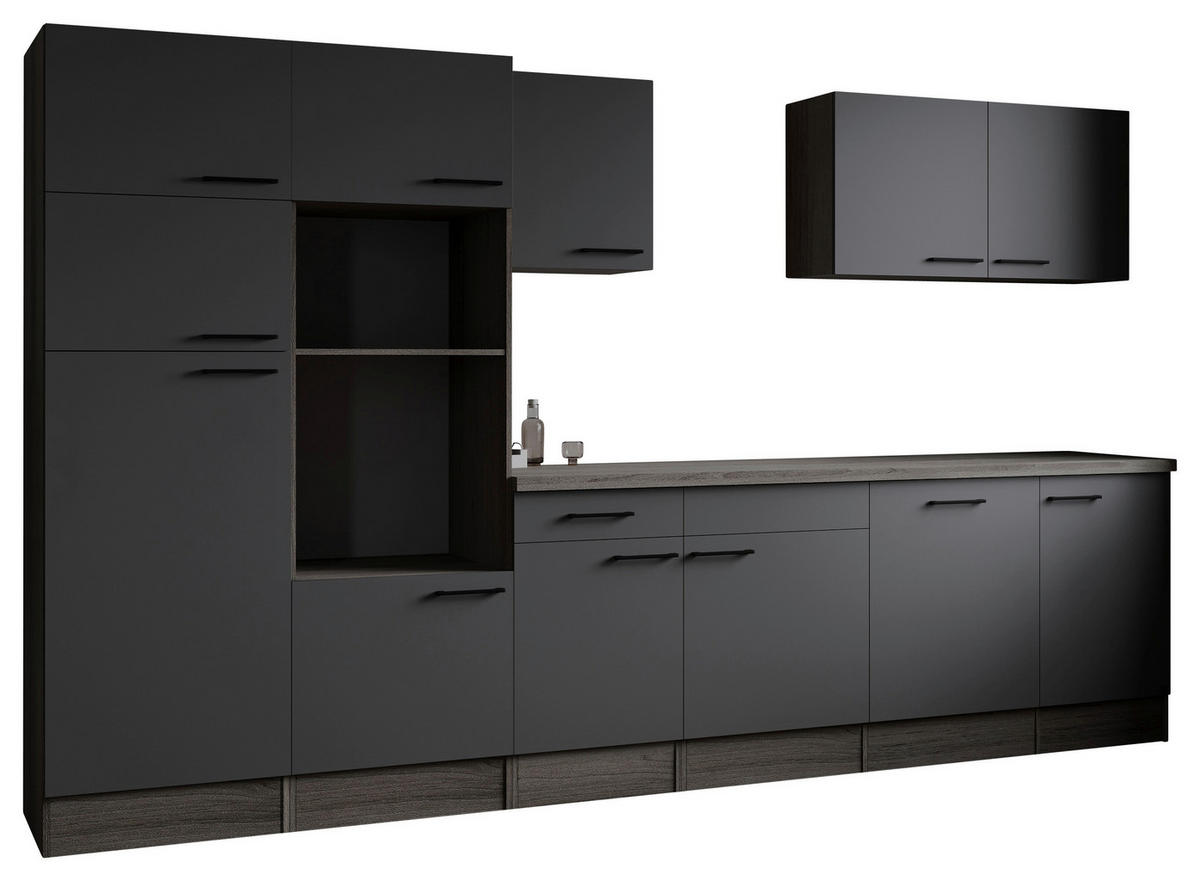MODULKÖK UTAN VITVAROR 340 cm   i grå, ekfärgad  - svart/grå, Design, metall/trämaterial (340cm) - Respekta